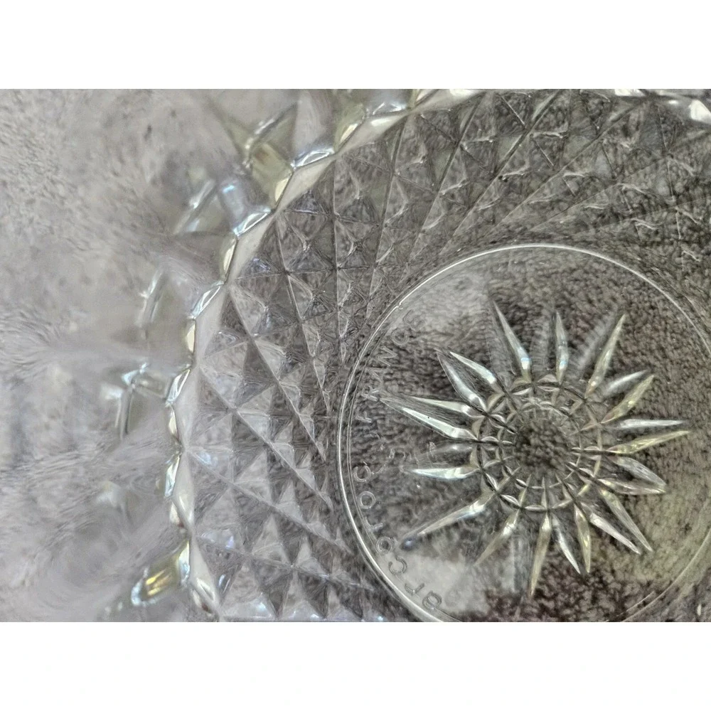 5 Vintage Mcm Arcoroc France Diamond Starburst Clear Glass 5